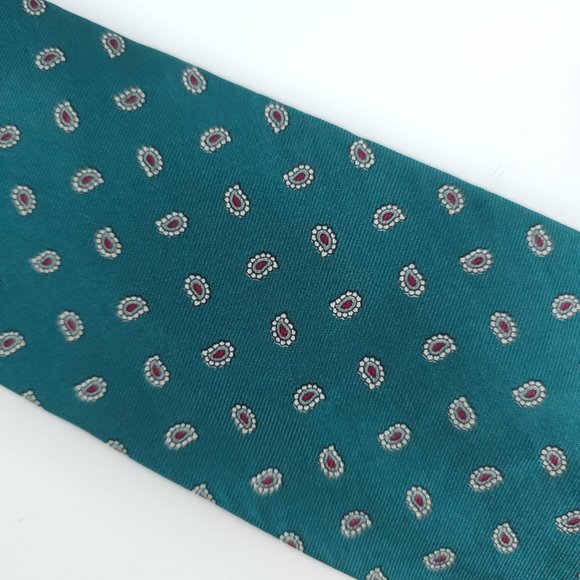 Giacomo men Necktie All Silk Paisley Green Multi 57x3.5 - NWOT - made in Italy - Picture 2 of 5
